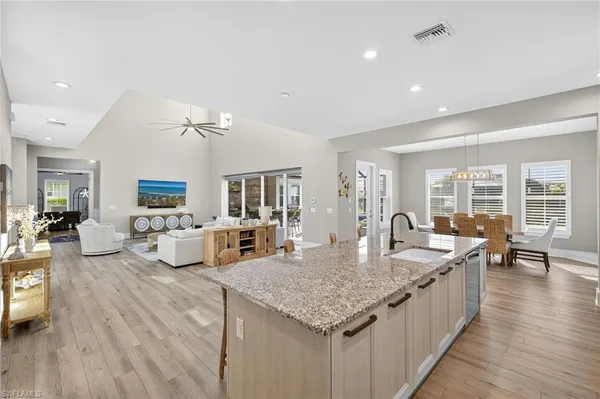 a large kitchen with counter space