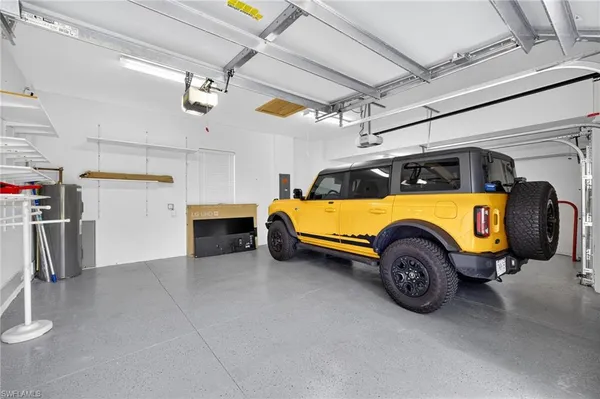 a car parked in a garage