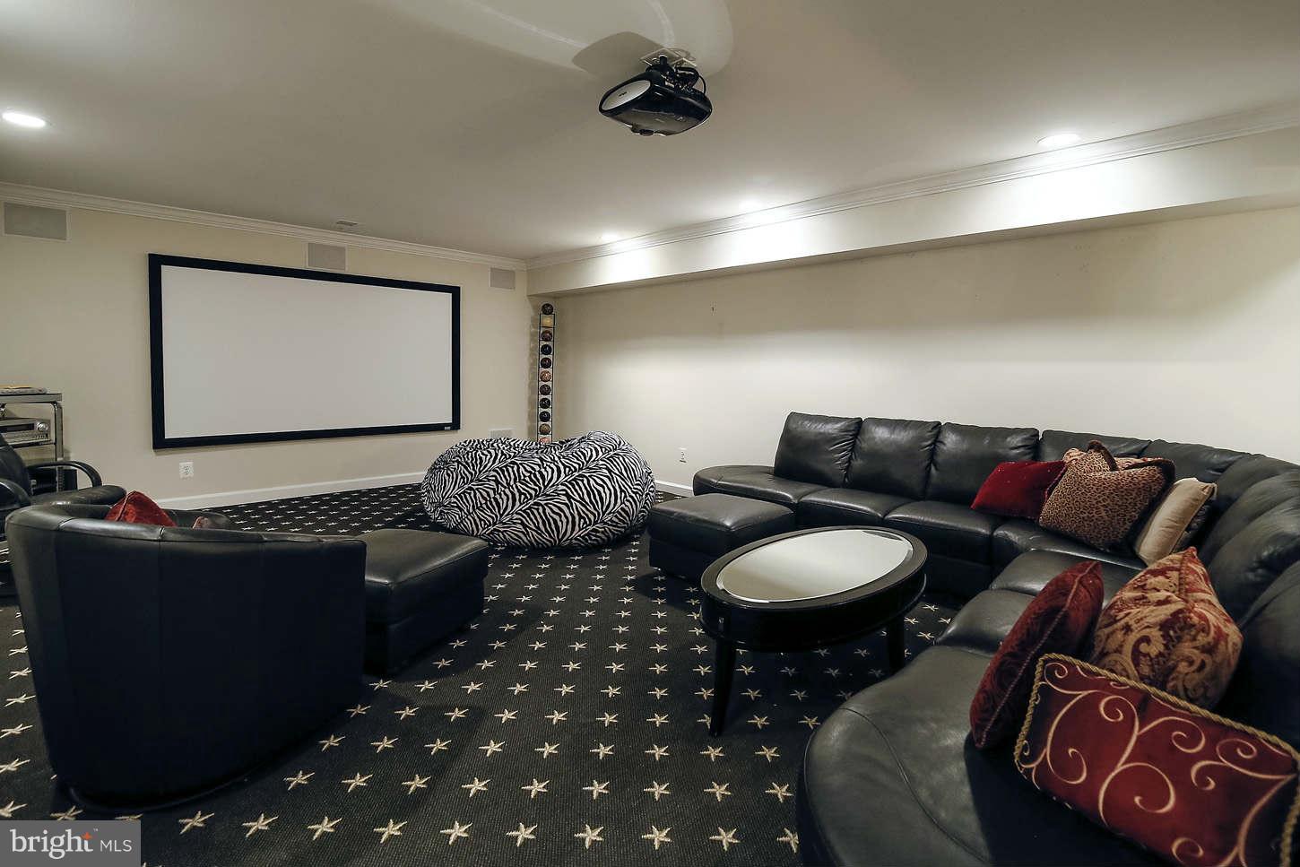 9311 River Road Potomac, MD 20854 - Photo 16 of 29 Theater Room - Projector with 110" screen