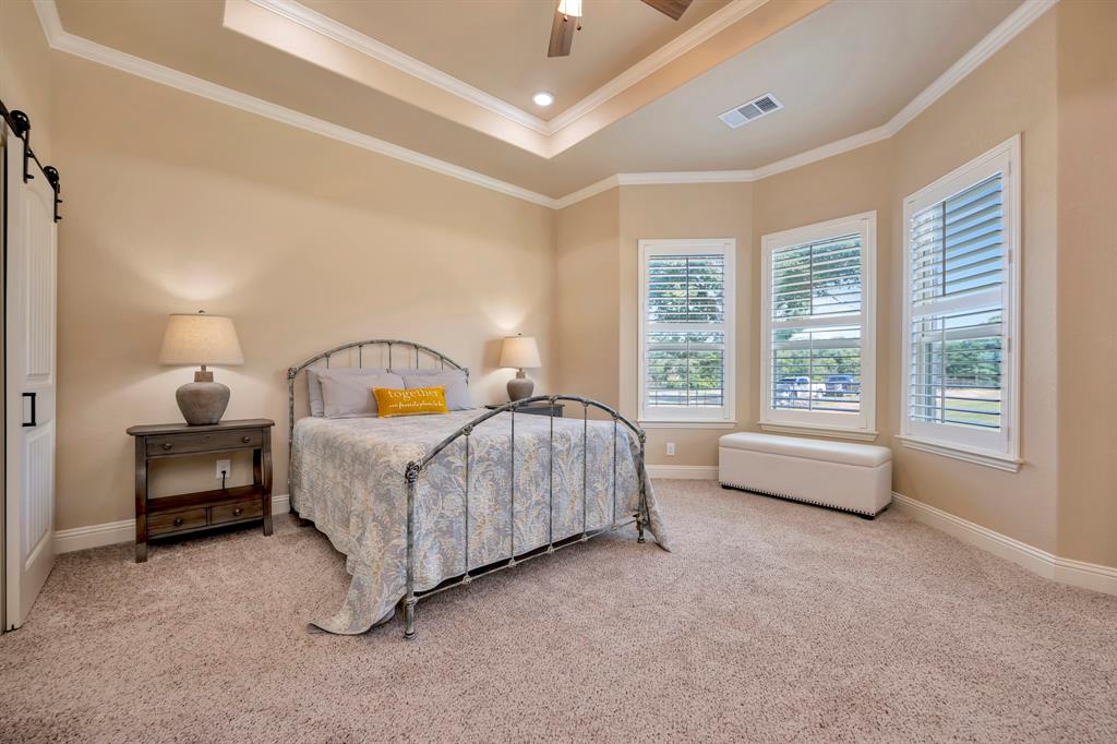 3224 North Cardinal Road Azle, TX 76020 - Photo 20 of 40 Spacious room featuring newly installed plush carpeting, a tray ceiling, crown molding, and plantation shutters