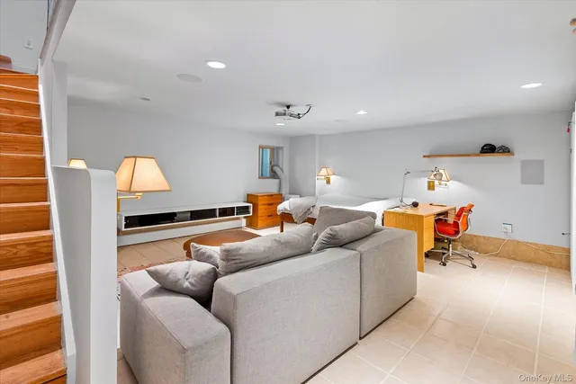 a living room with furniture