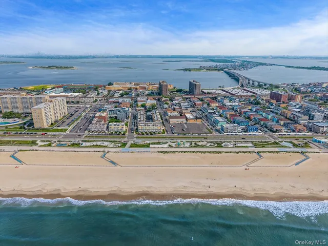 a view of a city with an ocean view