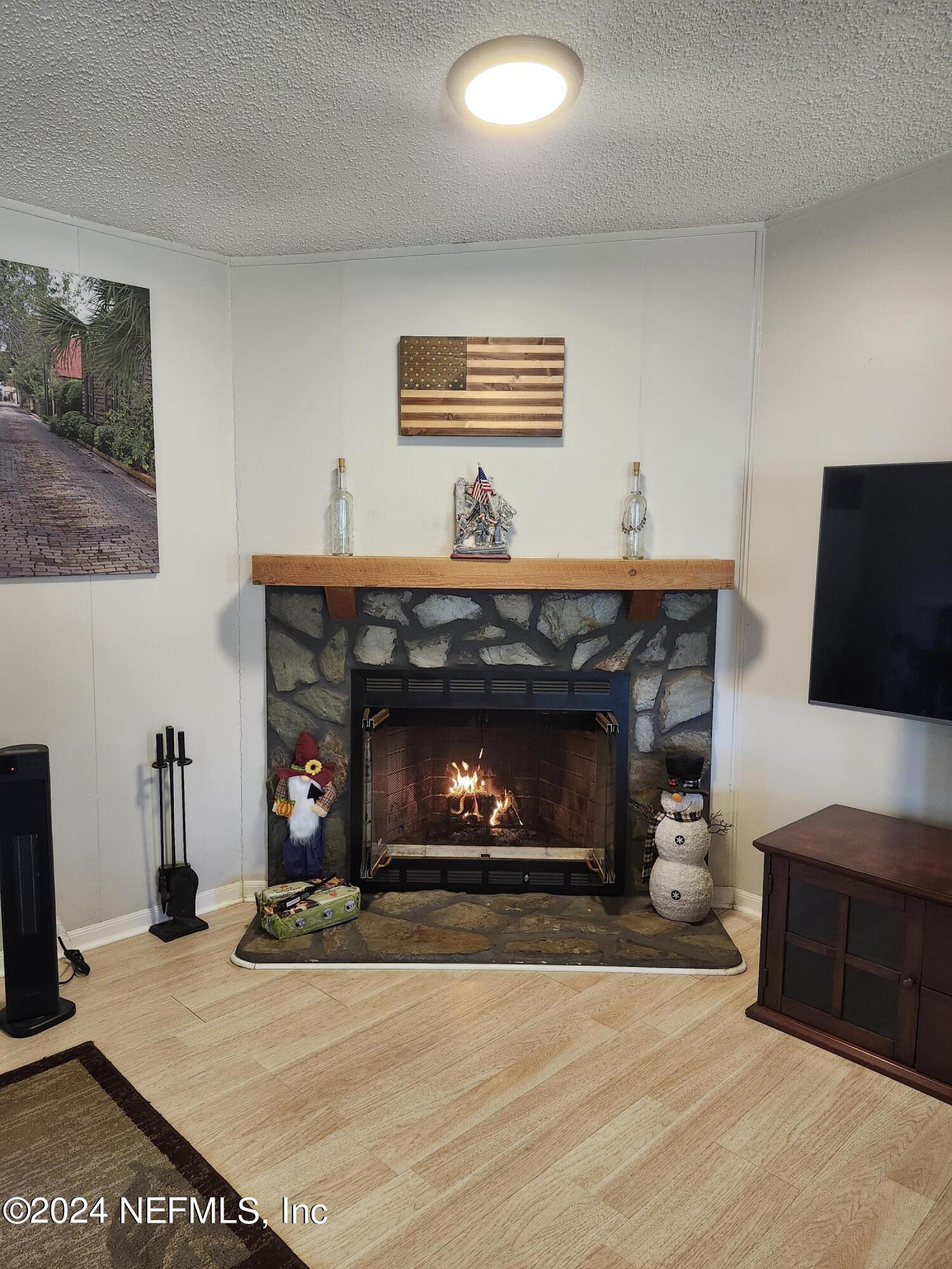 285 Dusty Road St. Augustine, FL 32095 - Photo 5 of 40 a living room with furniture a fireplace and a flat screen tv