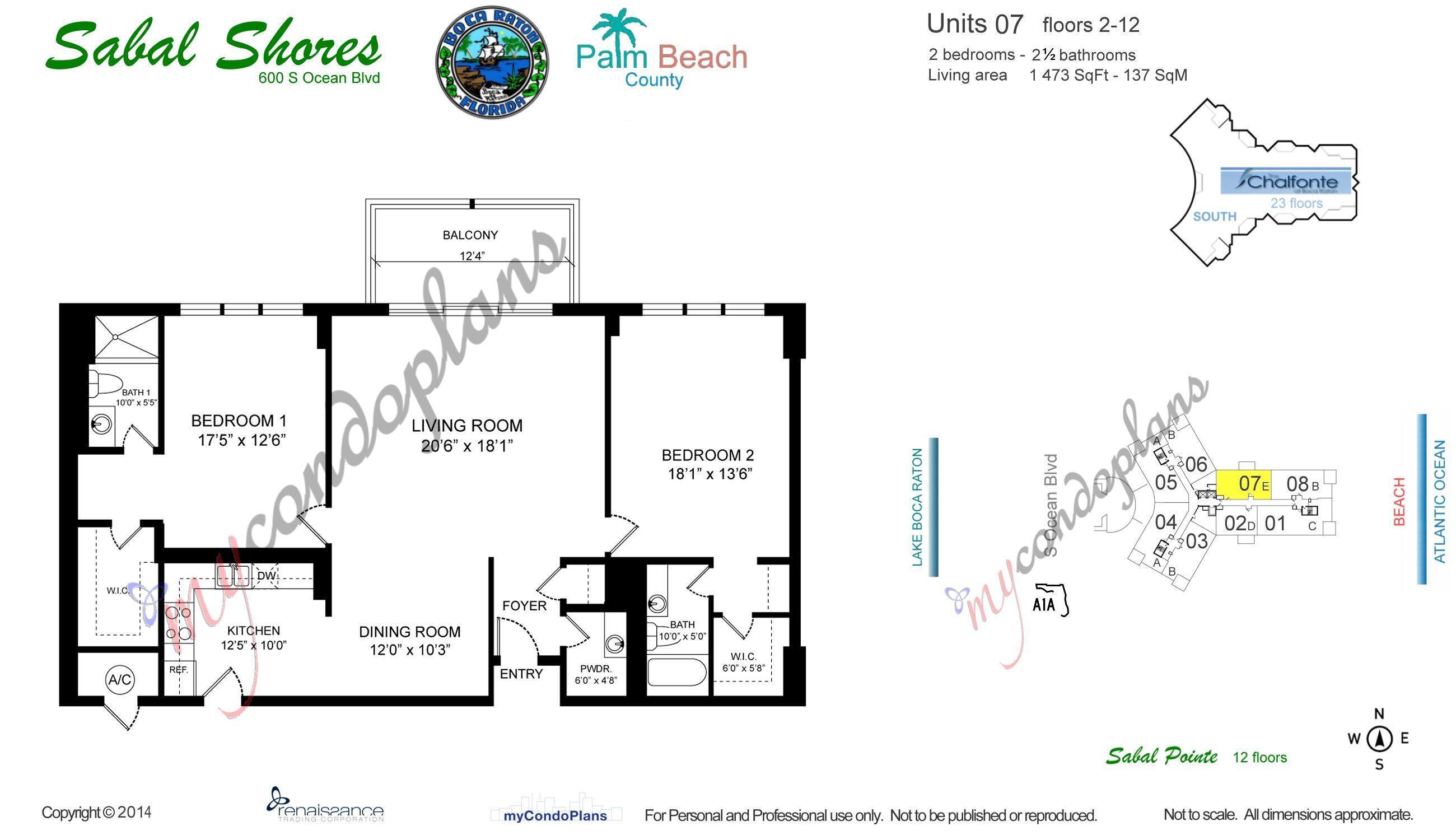 600 South Ocean Boulevard, Unit 407 Boca Raton, FL 33432 - Photo 44 of 44 Floor Plan 5453565