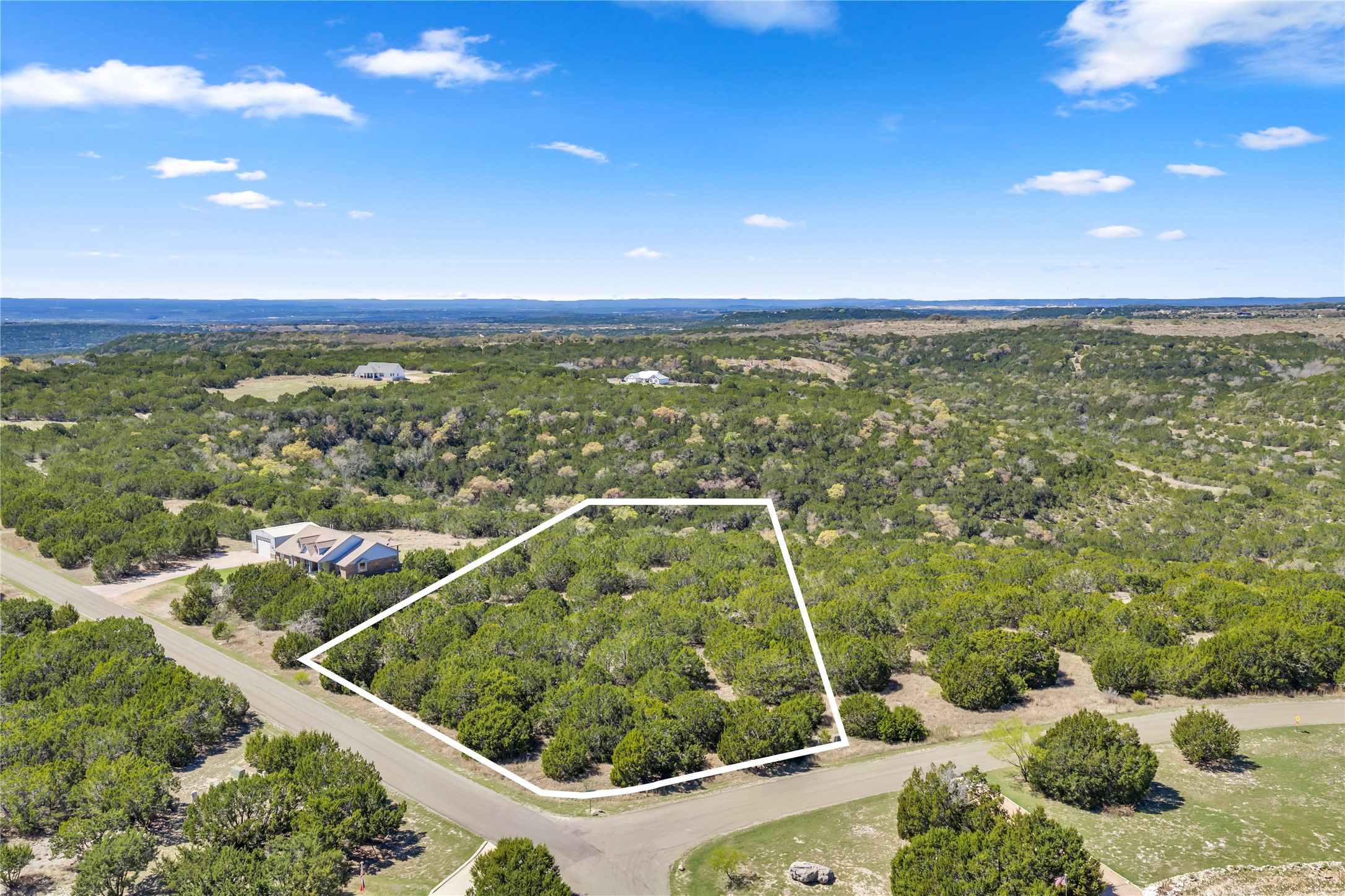 358 Balcones Ridgeway Way Bertram, TX 78605 - Photo 2 of 24 Aerial View of Property and Surrounding Area with Approximate Boundary Lines