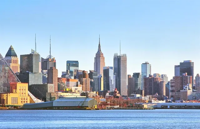 a view of a city with tall buildings