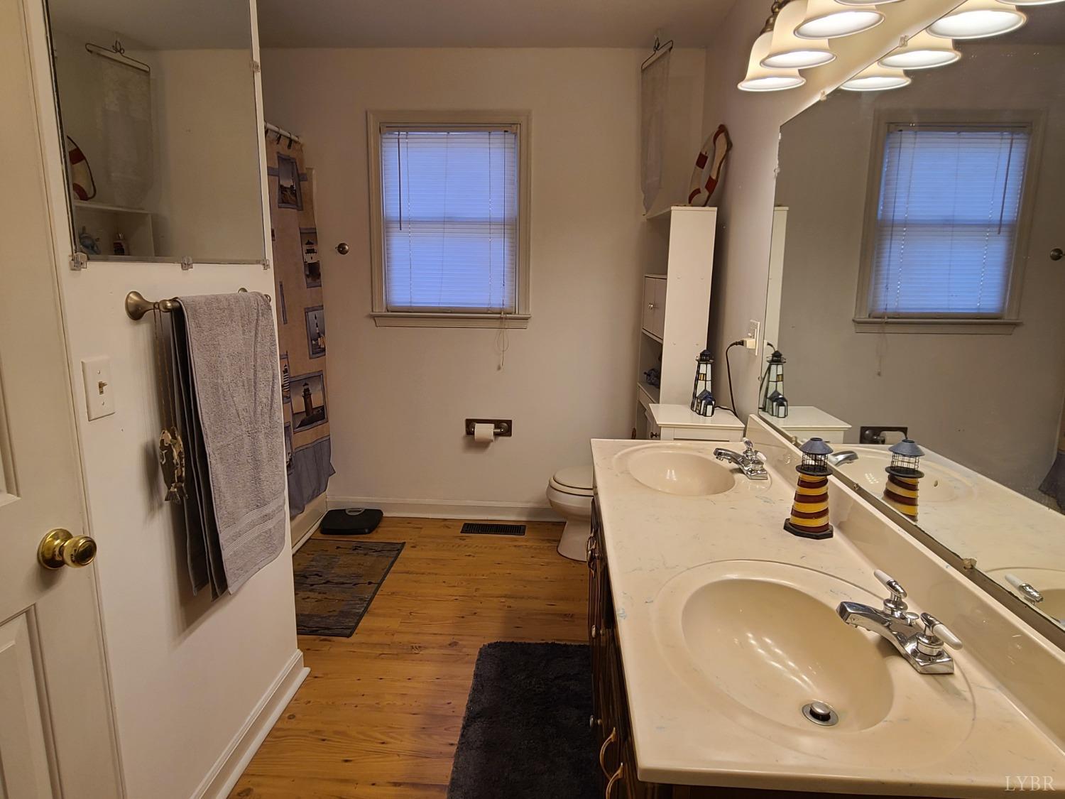 1641 Roark Mill Road Hurt, VA 24563 - Photo 16 of 52 a bathroom with a sink a toilet and mirror