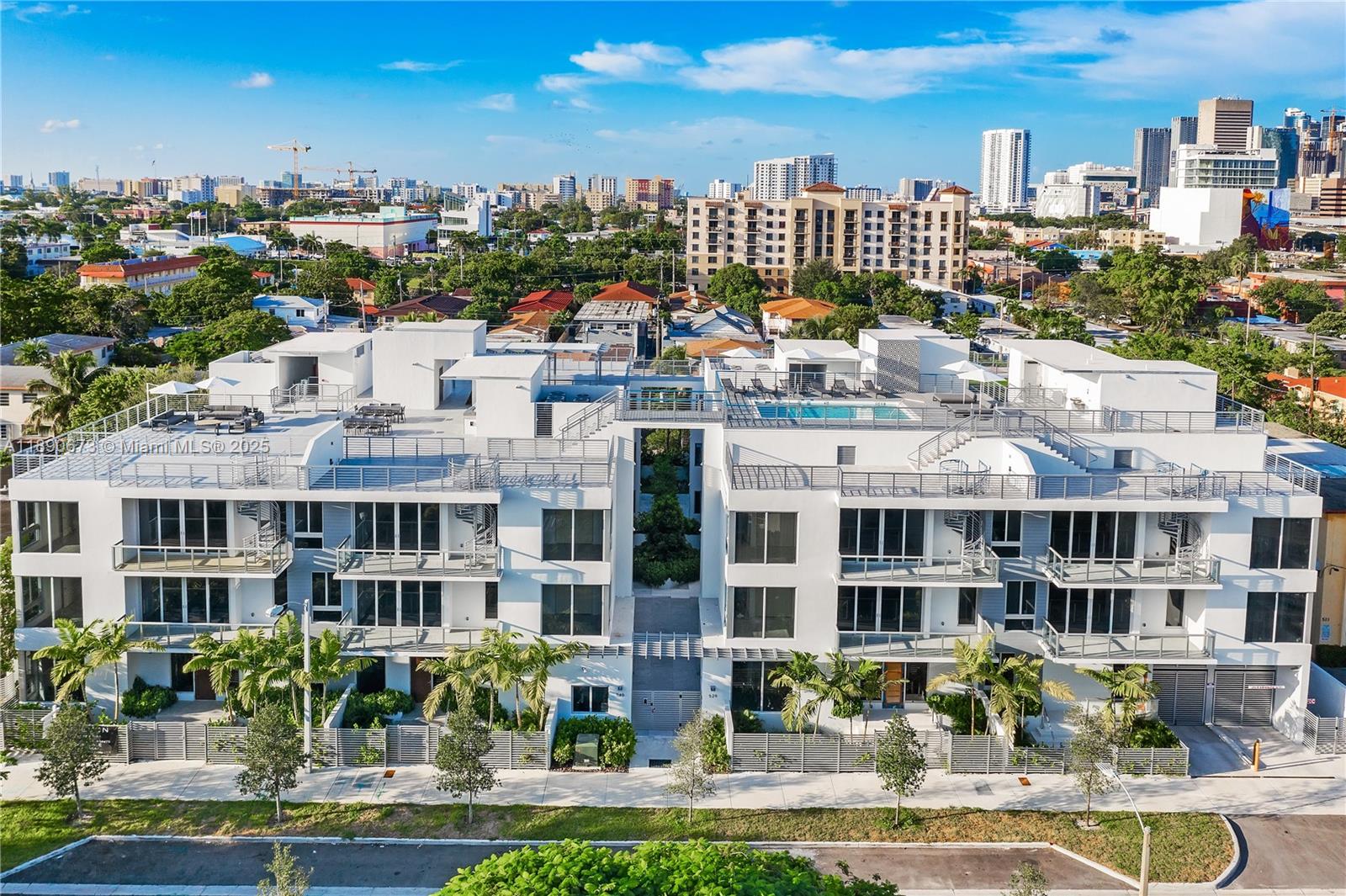 a front view of a multi story building