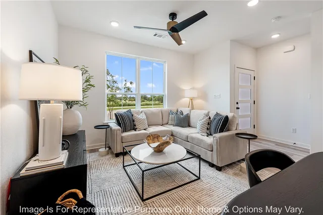 a living room with furniture