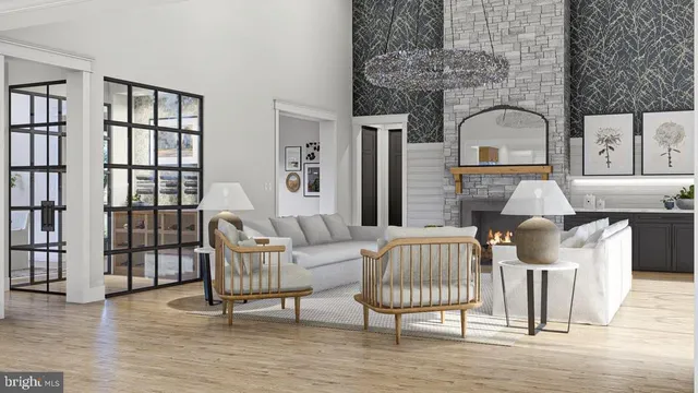 a living room with furniture