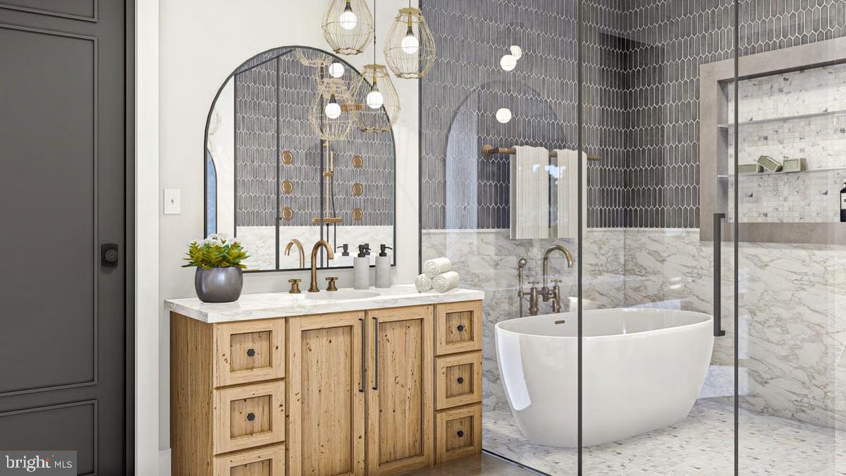 3150 Bidle Road Middletown, MD 21769 - Photo 22 of 27 a bathroom with a granite countertop sink a toilet and shower