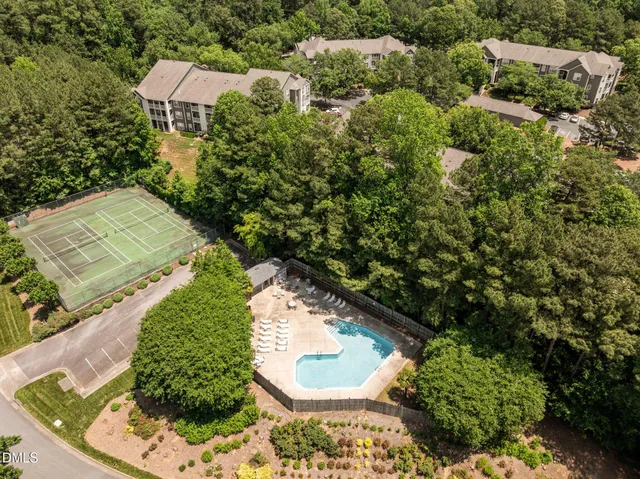 an aerial view of a house