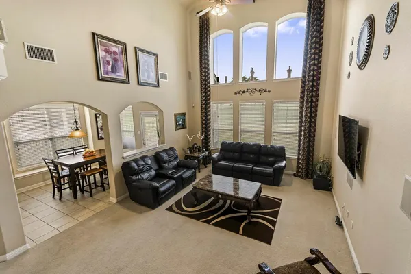 a living room with furniture