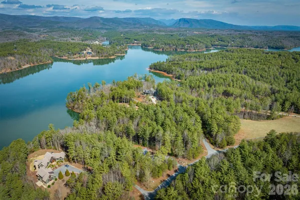 a view of a lake with a mountain in the background