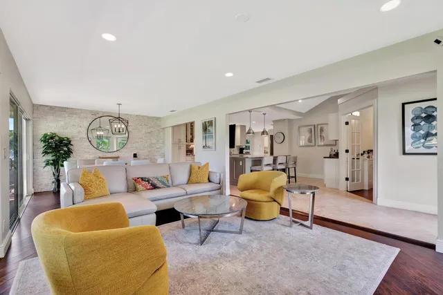 a view of a patio with a table