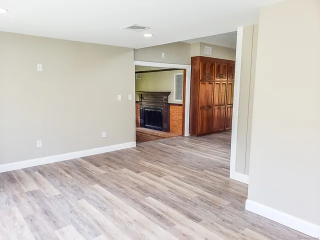 a view of a livingroom with a fireplace