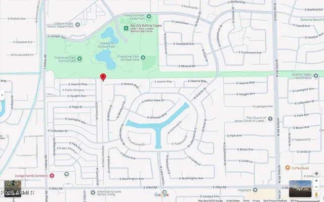 a view of a lake with houses