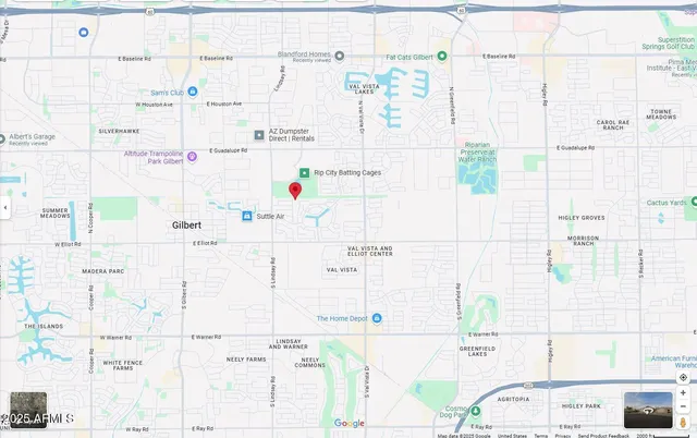 an aerial view of waterside residential houses