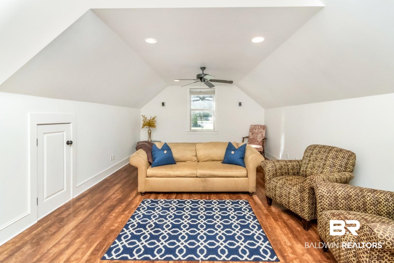 8868 Dawes Lake Road South Mobile, AL 36619 - Photo 31 of 35 Living room featuring vaulted ceiling, hardwood / wood-style flooring, and ceiling fan