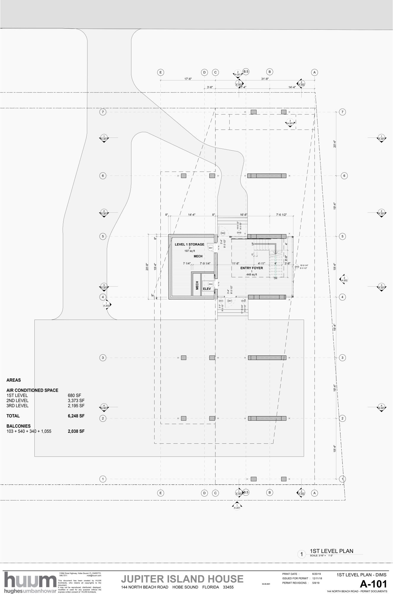 144 North Beach Road Hobe Sound, FL 33455 - Photo 13 of 16 A-101 1ST LEVEL PLAN