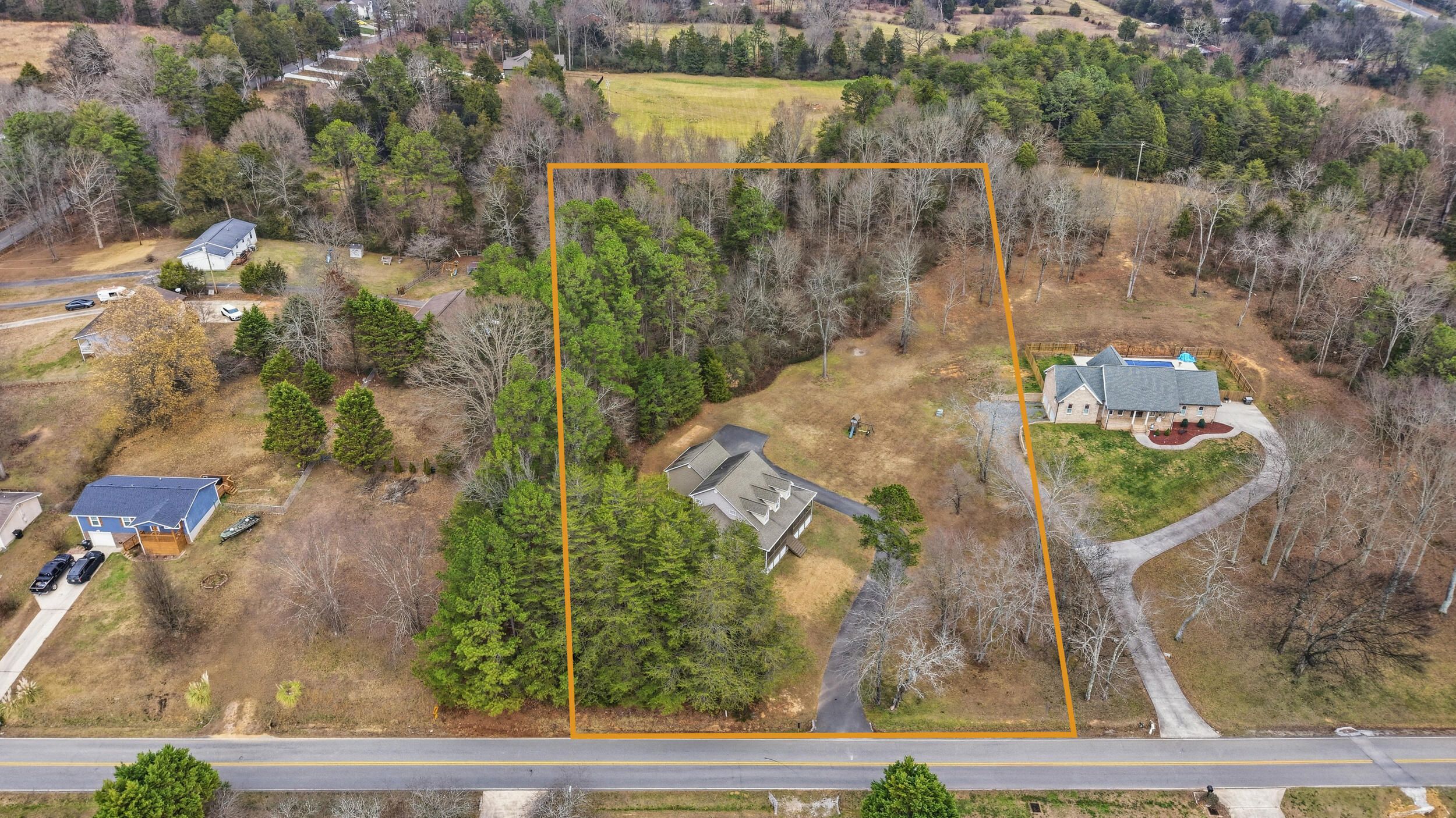 7835 Grasshopper Road Georgetown, TN 37336 - Photo 6 of 31 Drone with Approximate Lot Lines