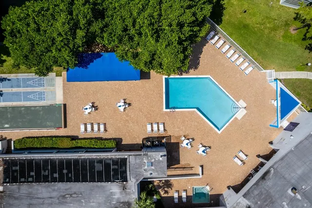 an aerial view of a house