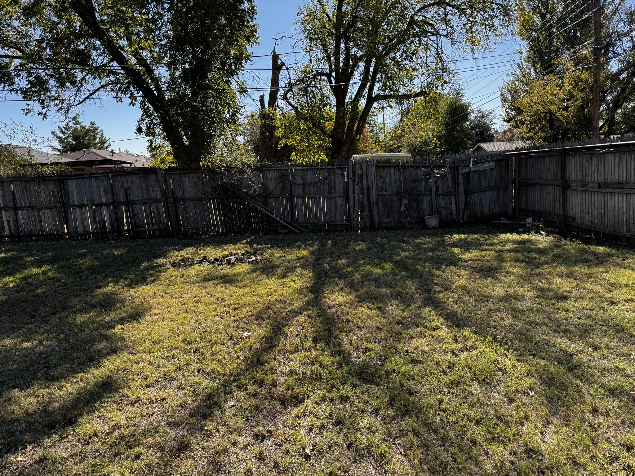1209 Garland Plainview, TX 79072 - Photo 36 of 37 a view of backyard with wooden fence and trees