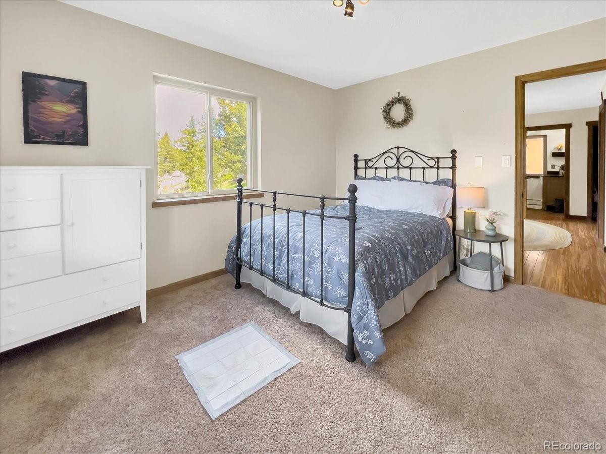 22155 Cook Lane Morrison, CO 80465 - Photo 14 of 28 a spacious bedroom with a bed and a window