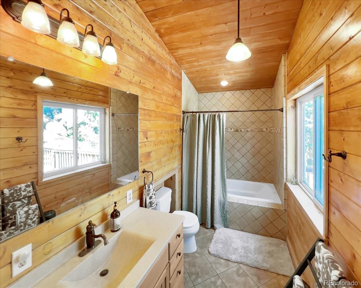 22155 Cook Lane Morrison, CO 80465 - Photo 10 of 28 a bathroom with a sink and a large mirror