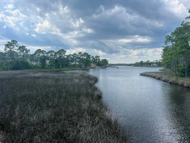 a view of a lake with outdoor space
