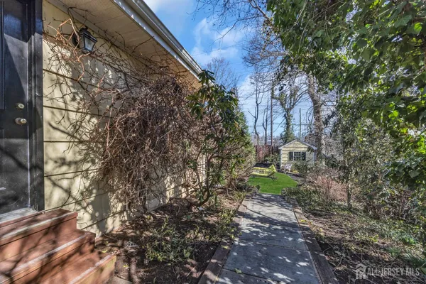 a view of a swimming pool with a sitting area