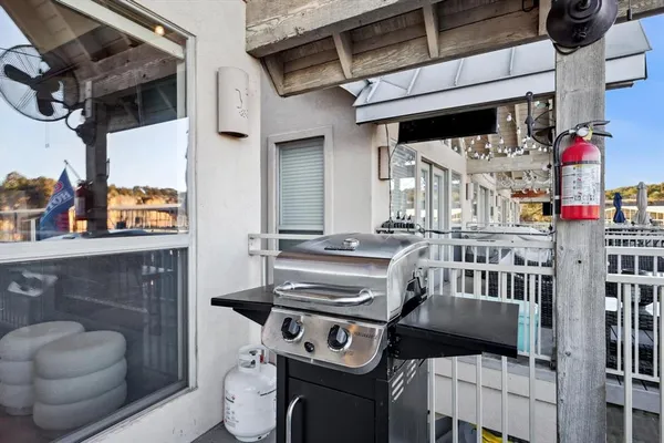 a view of a balcony with an outdoor space