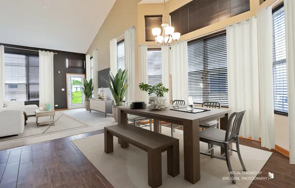 a view of a livingroom with furniture and window