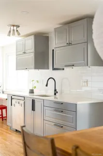a close view of cabinets and sink