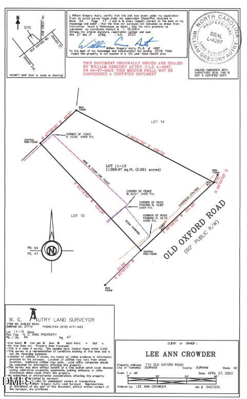 713 Old Oxford Road Durham, NC 27704 - Photo 2 of 3 Survey 713 Old Oxford Road