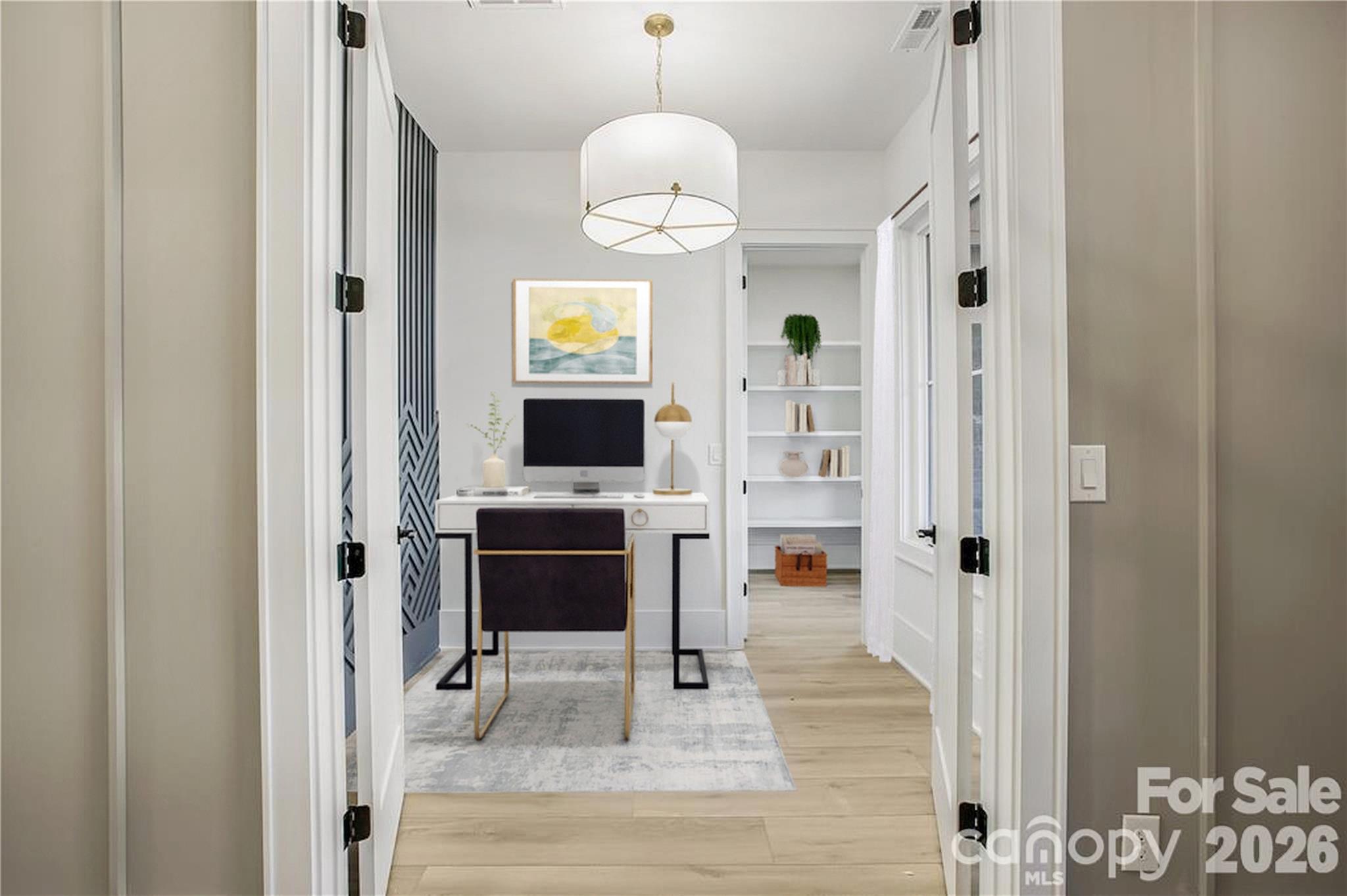 4221 Spring Street Charlotte, NC 28270 - Photo 10 of 44 workspace with wooden floor mirror and window