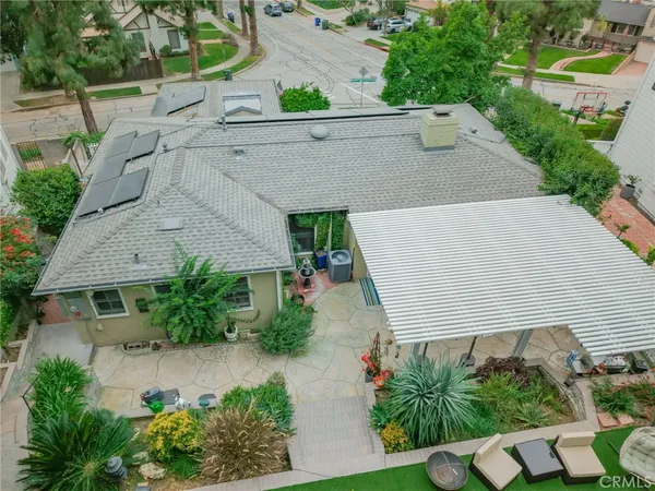 an aerial view of a house