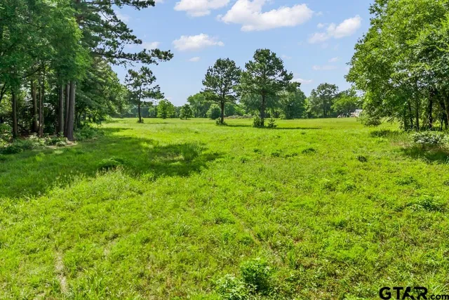 a view of a green field with wooden fence