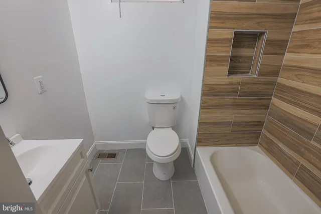 a bathroom with a bathtub