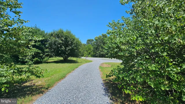 a view of a pathway with a park