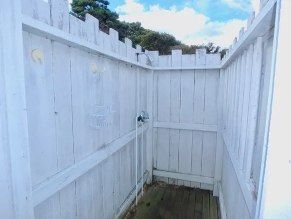 a view of a wooden door