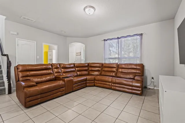 a living room with furniture