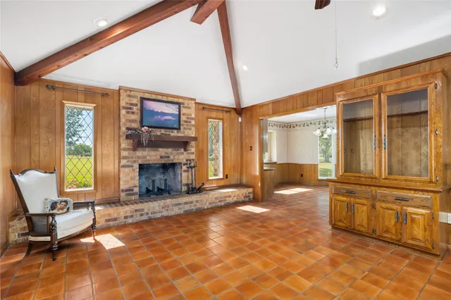 a view of an entryway with a fireplace