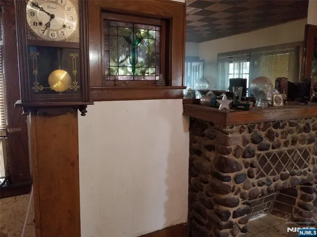 a kitchen with a stove and cabinets