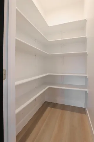 a view of an empty walk in closet