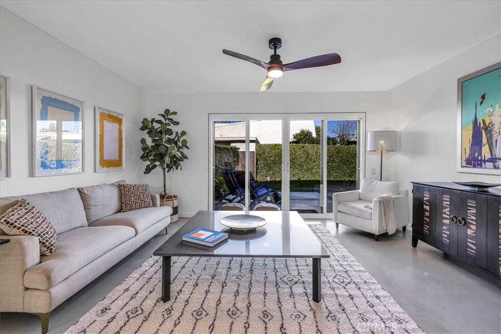 Living room with Center open Sliding doors