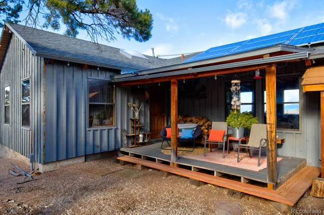 a view of a chairs and tables in patio