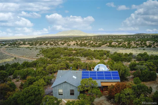 an aerial view of a house