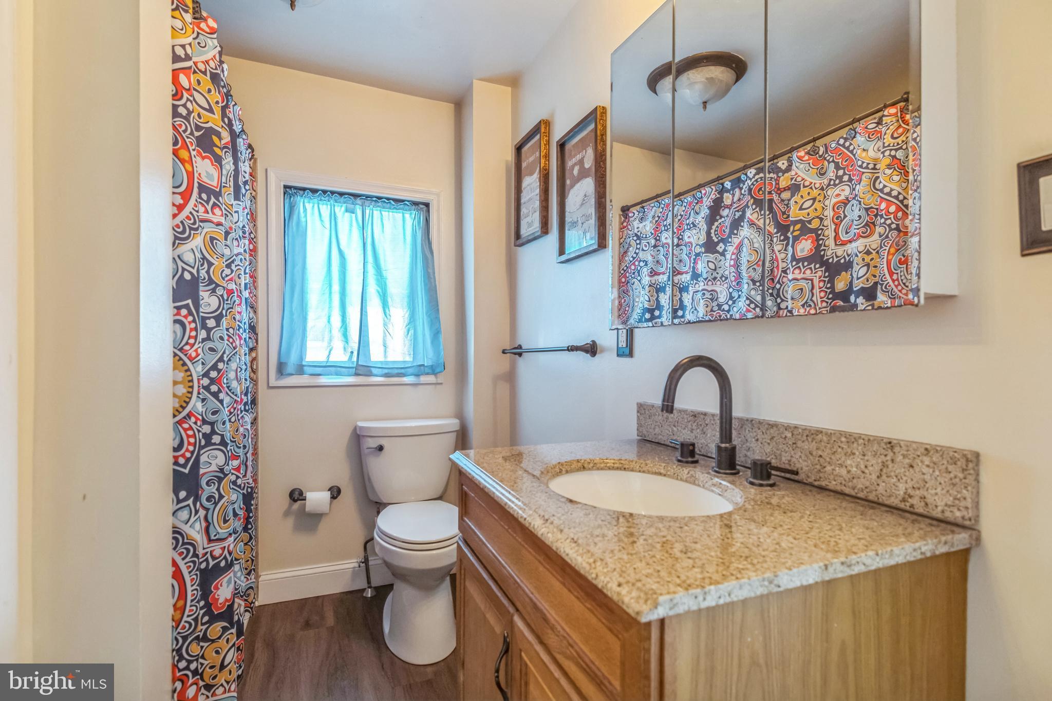 361 Amosland Road Holmes, PA 19043 - Photo 22 of 30 a bathroom with a granite countertop sink and a toilet