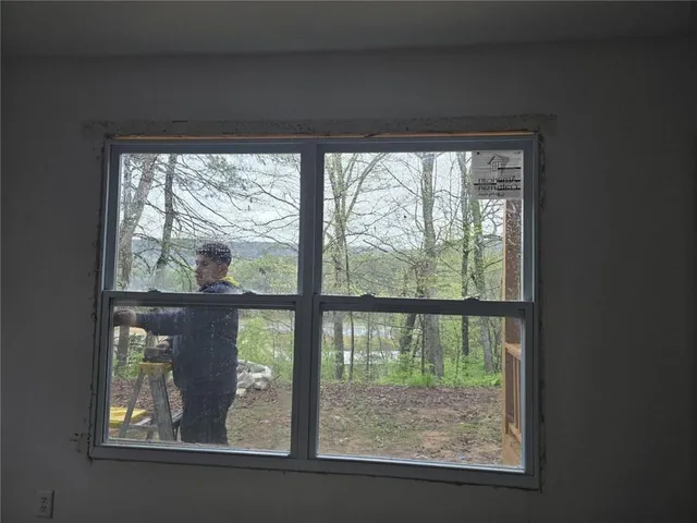 an empty room with a window